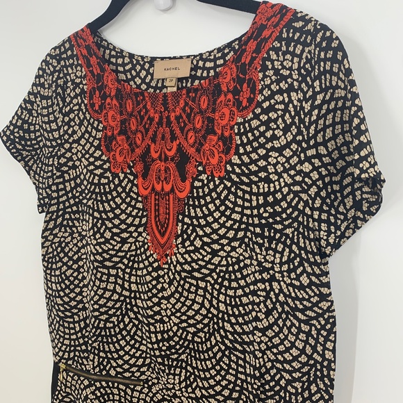 Anthropologie Kachel Silk Lace Print Shift Mini Dress Sz 2P - Picture 6 of 14